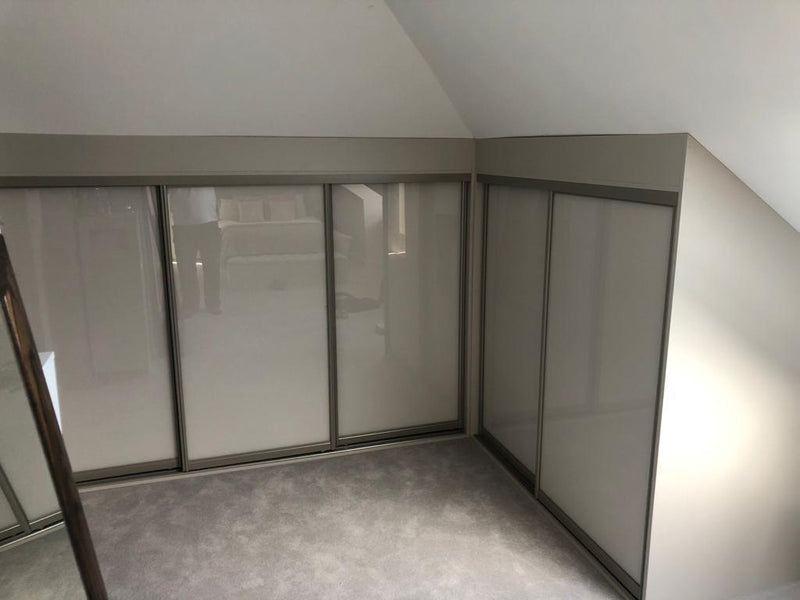Origin Aurora Stone Grey Frame with Stone Grey Glass sliding wardrobe kit