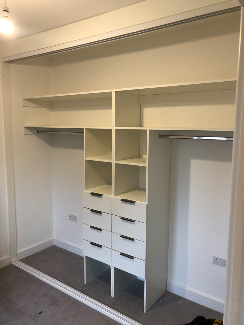 Custom White Axis wardrobe Interiors with 8 Drawers