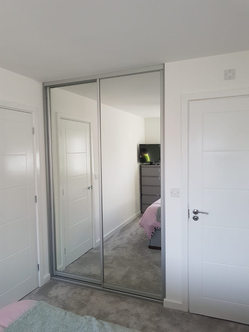 Origin Aurora wardrobe Frame with Silver Mirror sliding wardrobe doors